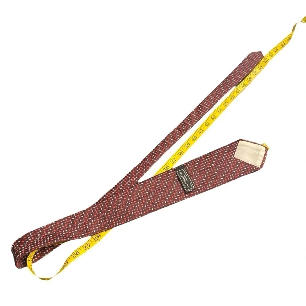 Christian Dior Burgundy Cream Dot Tie